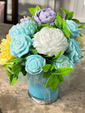 Blue vase bouquet